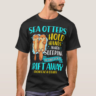 T-shirt Les Loutres De Mer Tiennent Les Mains En Dormant D