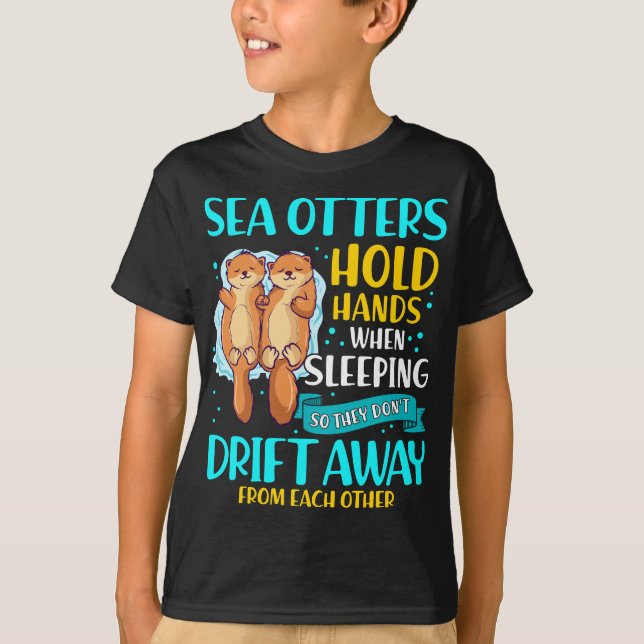 T-shirt Les loutres de mer tiennent les mains quand elles  (Devant)