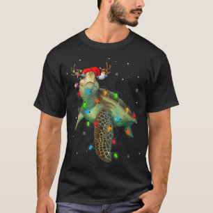 T-shirt Les lumières de Noël de la tortue de mer Drôle