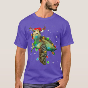 T-shirt Les lumières de Noël de la tortue de mer Drôle San