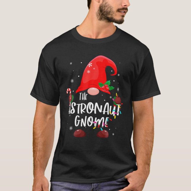 T-shirt Les lumières de Noël de l'astronaute Gnome corresp (Devant)