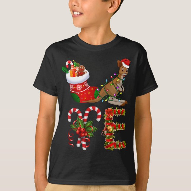 T-shirt Les lumières de Noël du Kangourou ont conduit Funn (Devant)