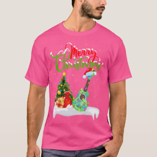 T-shirt Les lumières des arbres de Noël Chat Musical Ukule