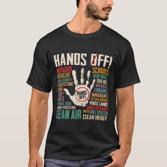 T-shirt Les Mains Rétro De Protestation De La Sécurité Soc (Devant)