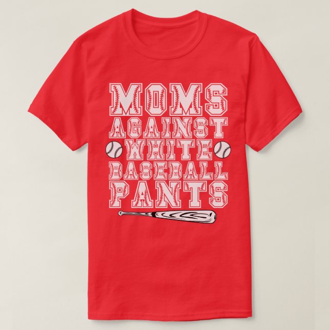 T-shirt Les mamans contre les pantalons de baseball blanc (Design devant)