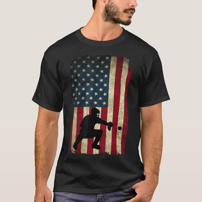 T-shirt Les matchs de baseball Gear Sports American Flag L (Devant)