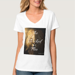 T-shirt Les méchants fuient les proverbes 28:1 KJV Cou V f