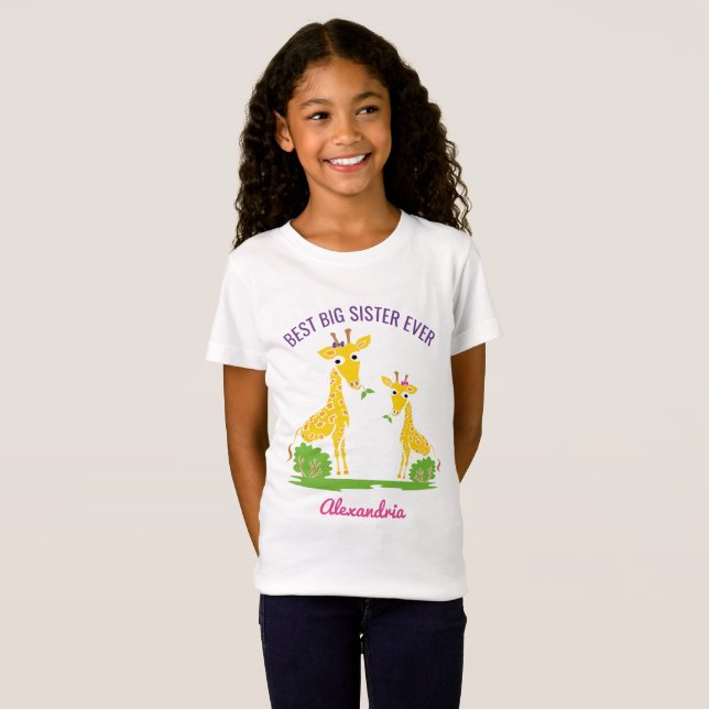 T-Shirt Les meilleures soeurs de grande soeur de girafe (Devant entier)