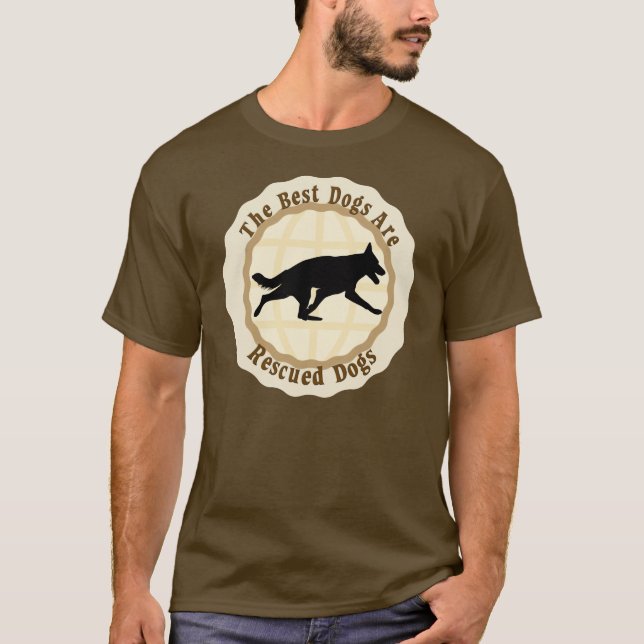 T-shirt Les meilleurs chiens sont Secourus - Chien berger  (Devant)