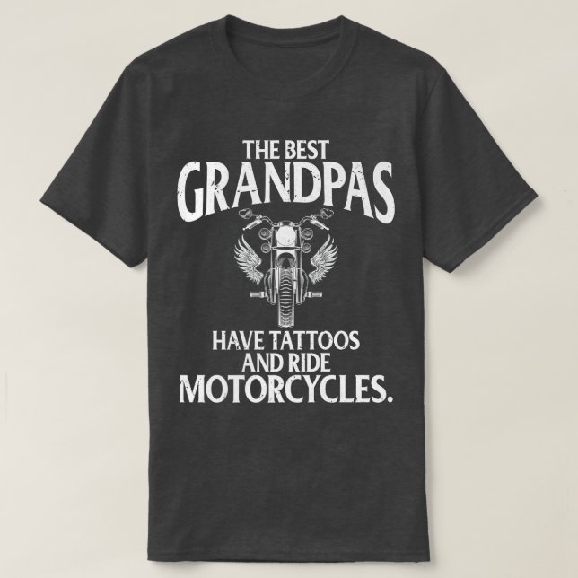 T-shirt Les meilleurs papas ont des tatouages et des motos (Design devant)