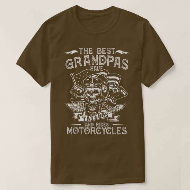 T-shirt Les meilleurs papas ont des tatouages et des motos (Design devant)