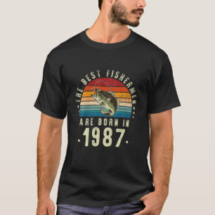 T-shirt Les Meilleurs Pêcheurs Sont Nés En 1987, Vintage 3
