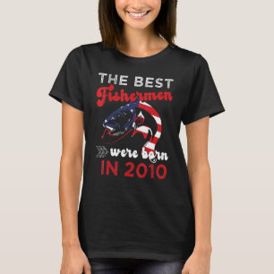 T-shirt Les Meilleurs Pêcheurs Sont Nés en 2010 Fun 12 Nai