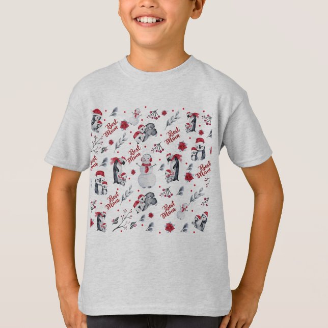 T-shirt Les Meilleurs Pingouins de Noël (Devant)