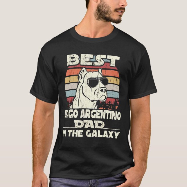 T-shirt Les Mens Meilleur Dogo Argentino Papa Dans Le Vint (Devant)