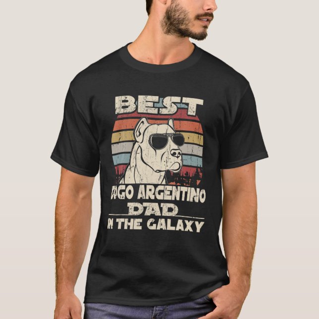T-shirt Les Mens Meilleur Dogo Argentino Papa Dans Le Vint (Devant)