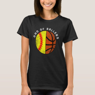 T-shirt Les Mens Papa De Ballon Softball Basketball Papa