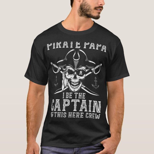 T-shirt Les Mens Pirate Papa Soit Le Capitaine De Cet Équi (Devant)