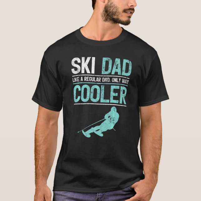 T-shirt Les Mens Ski Papa Comme Un Père Glacière Régulier  (Devant)