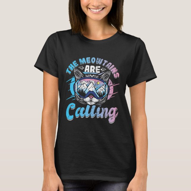 T-shirt Les Meowtains Appelent Ski Goggles Snowboard (Devant)