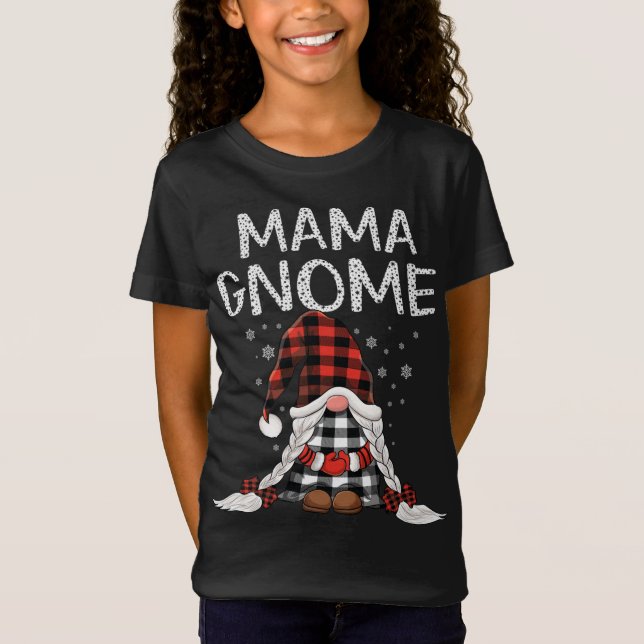 T-Shirt Les mignons Mama Gnomes cochent rouge motif plaid  (Devant)