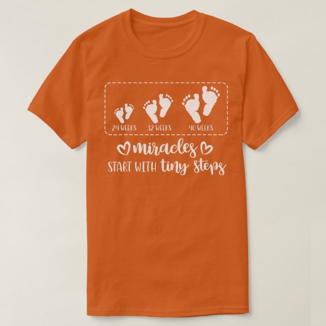 T-shirt Les Miracles Commencent Par De Petites Étapes Pied (Design devant)