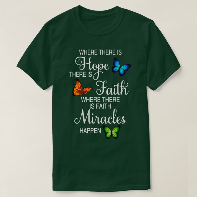 T-shirt Les miracles de la foi en papillon (Design devant)