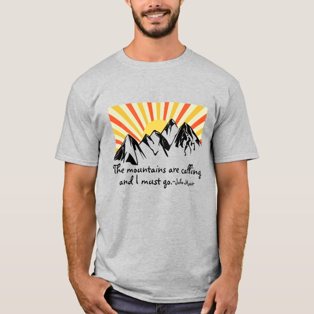 T-shirt Les Montagnes Appelent Retro Sunrise (Devant)