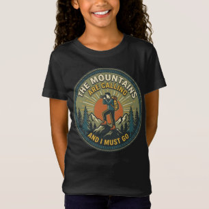 T-Shirt Les montagnes appellent Badge Randonnée Vintage
