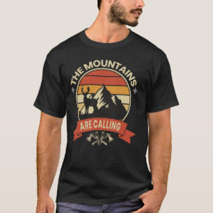 T-shirt Les montagnes appellent Rétro cerf coucher de sole