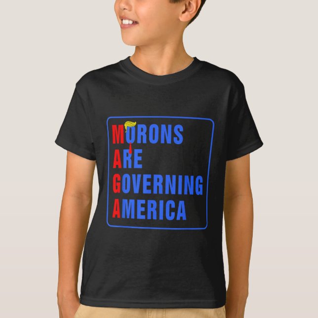 T-shirt Les Morons dirigent l'Amérique Trump drôle 2024 (Devant)
