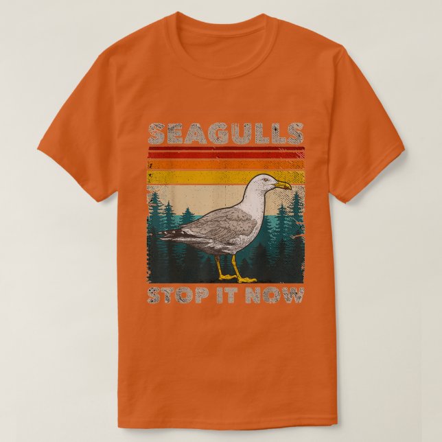 T-shirt Les mouettes arrêtent ça maintenant Oiseaux Amoure (Design devant)
