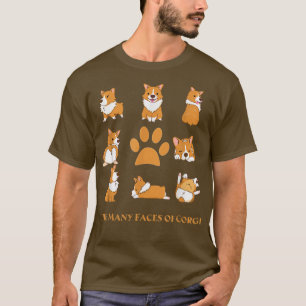 T-shirt Les multiples visages du Chien Corgi Funny Corgi