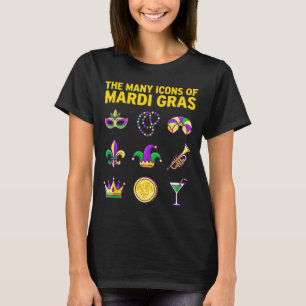 T-shirt Les nombreuses icônes de Mardi Gras Graphique viol