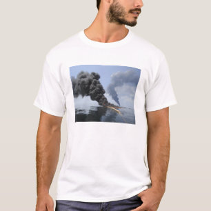 T-shirt Les nuages foncés de la fumée et du feu émergen
