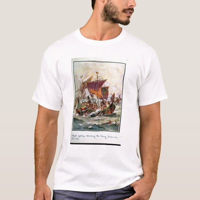T-shirt Les offices d'Alfred attaquant le dragon de Viking (Devant)