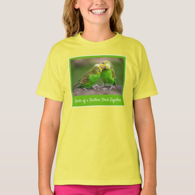 T-shirt Les Oiseaux de Même Plumage s'Attroupent Perruche (Devant)