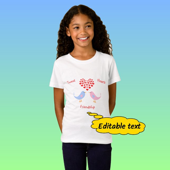 T-shirt Les oiseaux mignons amitiés texte personnalisé (Créateur téléchargé)