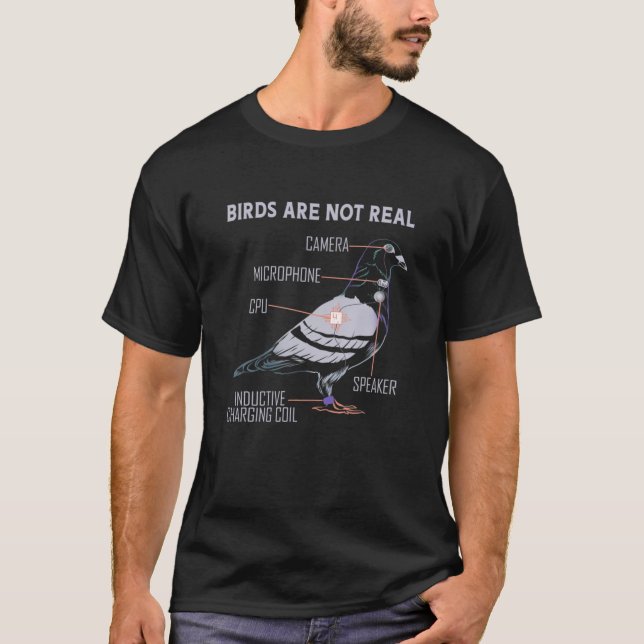 T-shirt Les Oiseaux Ne Sont Pas Réels - Anatomie Drôle D'U (Devant)