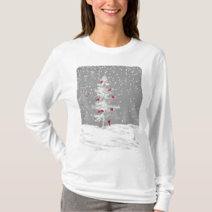 T-shirt Les oiseaux rouges, Noël blanc