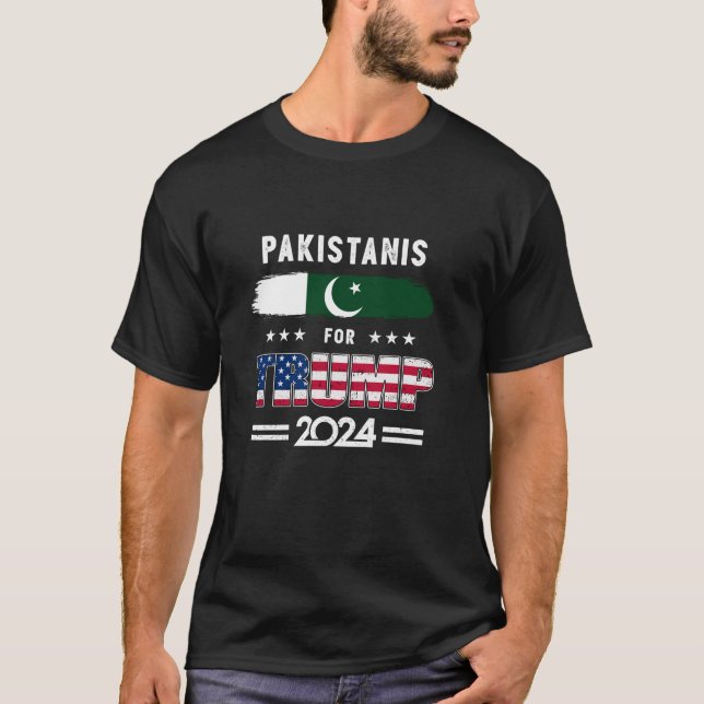 T-shirt Les Pakistanais pour Trump 2024 Le Pakistan Drapea (Devant)