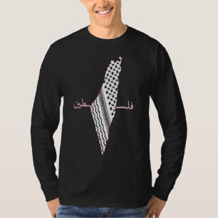 T-shirt Les Palestiniens Carte Keffiyeh Écarf Arabe Shemag