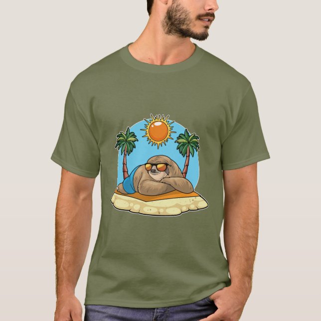 T-shirt Les palmiers d'été Sloth (Devant)
