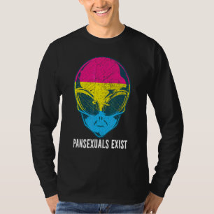 T-shirt Les pansexuels existent Pan Fierté Alien Rainbow L