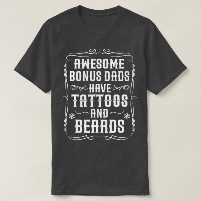 T-shirt Les papas bonus fantastiques ont tatouages et barb (Design devant)