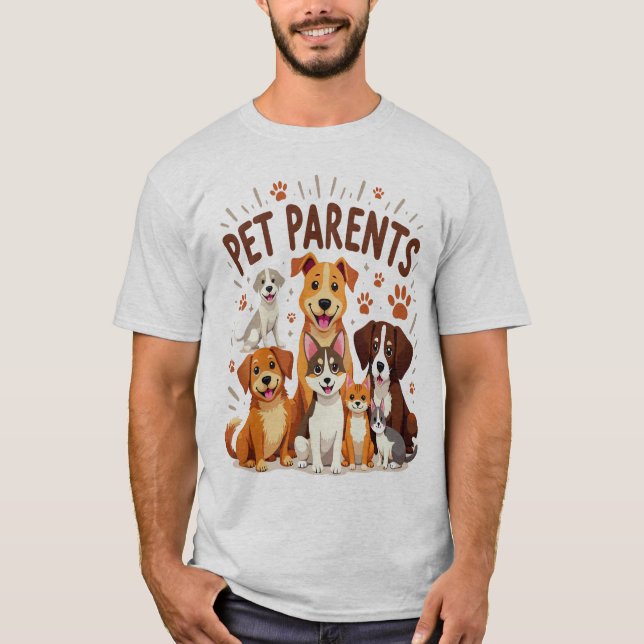 T-shirt Les parents d'animaux de compagnie : Illustration  (Devant)
