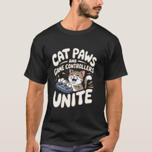T-shirt Les pattes de chat et les manettes de jeu unissent