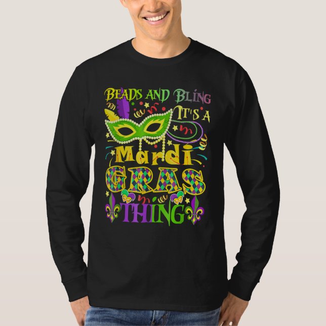 T-shirt Les perles et la lessive C'est une Mardi Gras Thin (Devant)