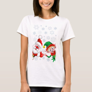 T-shirt Les personnages de Noël de père Noël et Elf