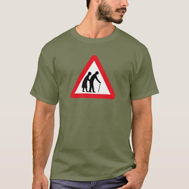 T-shirt Les personnes âgées (1), poteau de signalisation, (Devant)